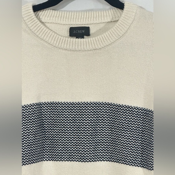 J.Crew Cotton Crewneck Sweater — Men’s XS, Ivory w/ Navy Stripe (NWOT) - Picture 3 of 8